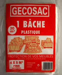 Bâche de protection polyéthylène translucide 4 x 5 mètres 10 microns protection meuble