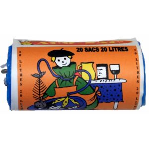 Sacs poubelle 20 Litres - bleu - rouleau de 20 sacs