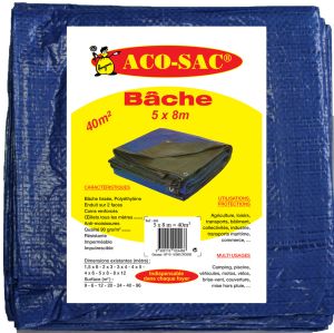 Bâche tissée bicolore (bleu/vert) 5 x 8 m - 80Grs/m²