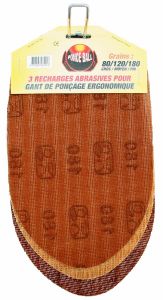 Lot de 3 recharges abrasives pour gant de ponçage ergonomique