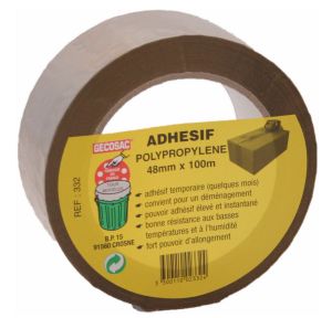 Adhésif d’emballage polypropylène Havane 48 mm x 100 m - 25 microns