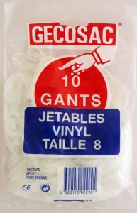 Gants vinyle ambidextres jetables - Taille 8